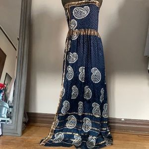Calypso  100% silk made in India multi print maxi dress